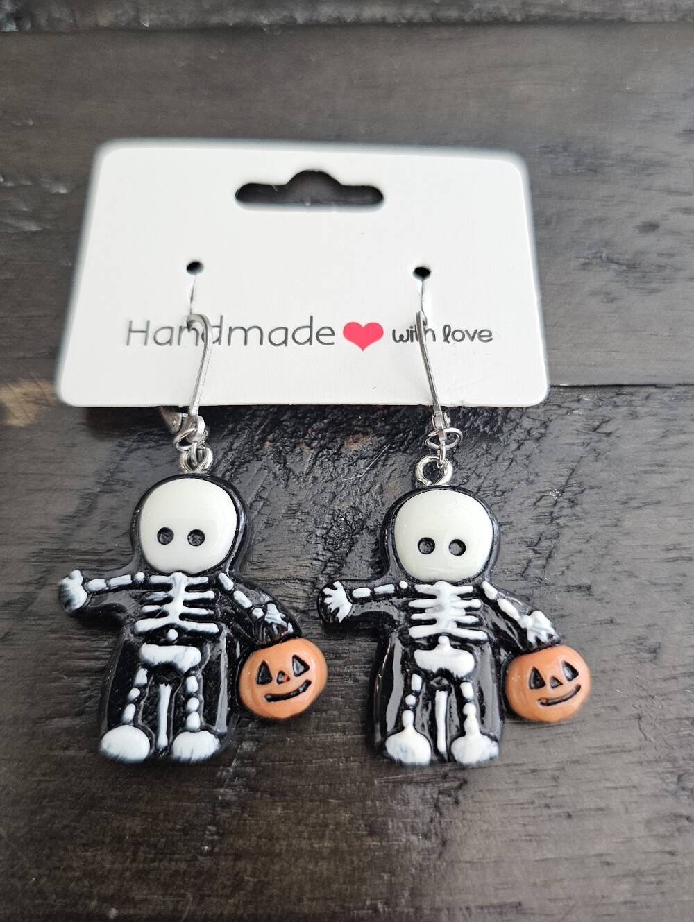 New Halloween Skeleton Trick or Treater Dangle Earrings Stainless Steel Hooks